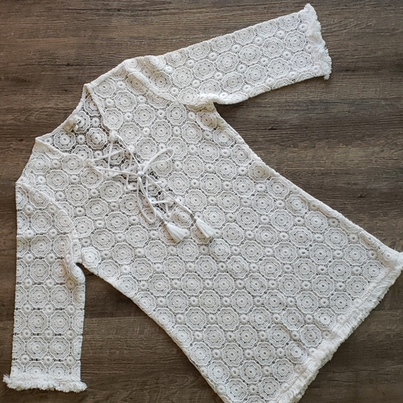 Miguelina Other - Miguelina Crochet Beach Cover Up Dress White